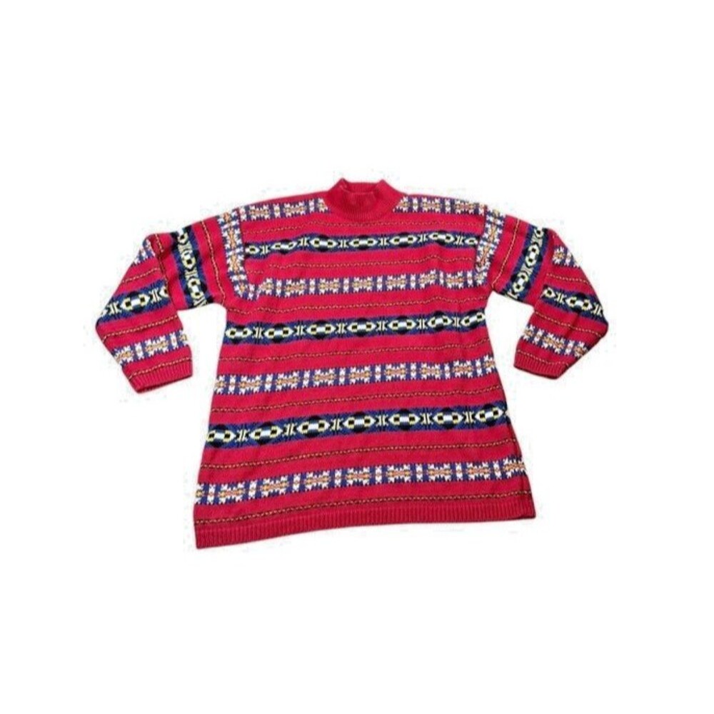 Liz & CO Liz Claiborne Fair Isle Sweater Womens Size Large Southwest Vtg Aztec